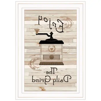 Enjoy the Daily Grind 1 White Framed Print Kitchen Wall Art