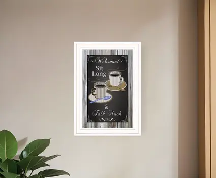 Sit Long Talk Much Chalkboard Framed 1 White Framed Print Wall Art