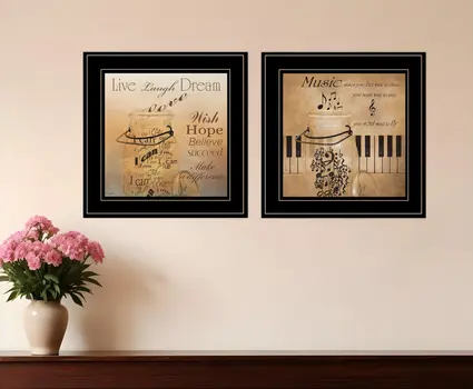Set Of Two Music 2 Black Framed Print Wall Art