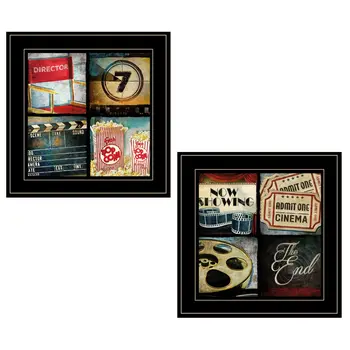 Set Of Two At The Movies Black Framed Print Wall Art