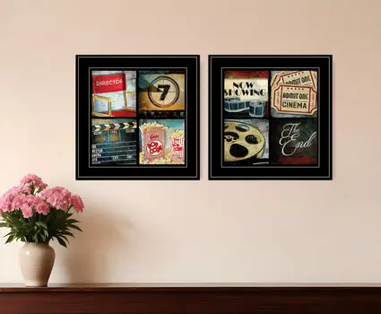 Set Of Two At The Movies Black Framed Print Wall Art