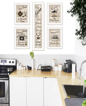 Set Of Five Kitchen Friendship 5 White Framed Print Kitchen Wall Art