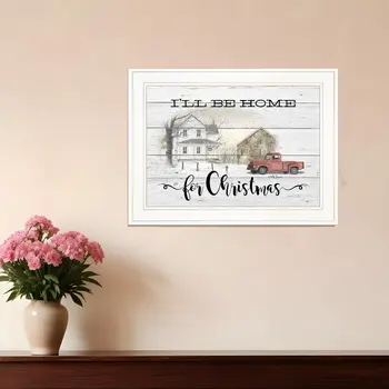 Ill be home for Christmas 2 White Framed Print Wall Art