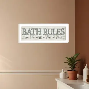 Bath Rules 1 White Framed Print Bathroom Wall Art