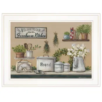 Garden Farmhouse Kitchen White Framed Print Kitchen Wall Art