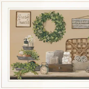 Farmhouse Bath I 2 White Framed Print Bathroom Wall Art