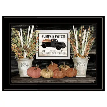 Pumpkin Patch Still Life 3 Black Framed Print Wall Art