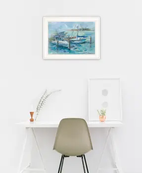Dockside 2 White Framed Print Wall Art