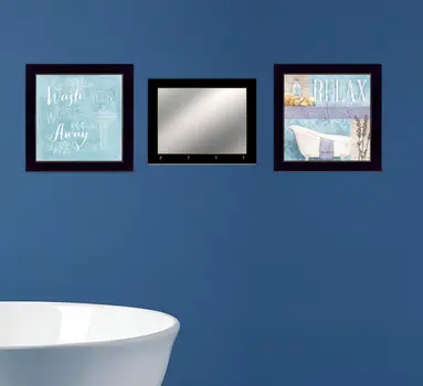 Set Of Three Wash 5 Black Framed Print Bathroom Wall Art