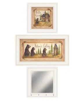 Set Of Three Nature Bath 1 White Framed Print Bathroom Wall Art