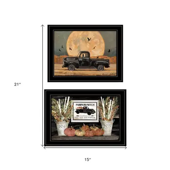 Set Of Two Harvest Moon 2 Black Framed Print Kitchen Wall Art