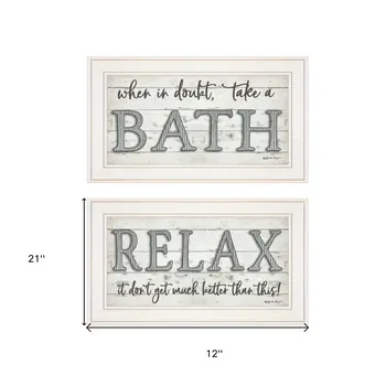 Set Of Two Bath Relax 1 White Framed Print Bathroom Wall Art