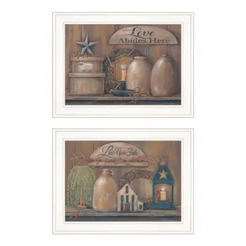 Set Of Two Love Never Fails 1 White Framed Print Wall Art