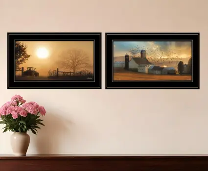 Set Of Two Light of a New Day 3 Black Framed Print Wall Art