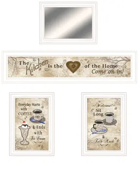 Set Of Four Love of Nature Kitchen 5 White Framed Print Kitchen Wall Art