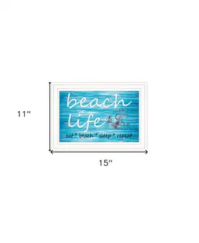 Beach Life 1 White Framed Print Wall Art