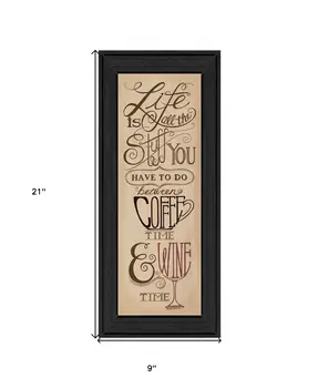 Coffee and Wine Time Black Framed Print Wall Art