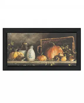 Pumpkin and Pods Black Framed Print Kitchen Wall Art