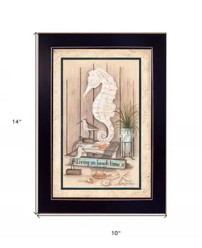 Living on Beach Time Black Framed Print Wall Art