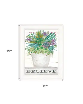 Believe Succulents White Framed Print Wall Art