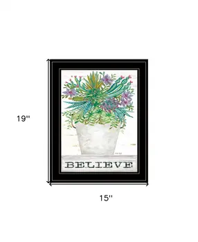 Believe Succulents 3 Black Framed Print Wall Art
