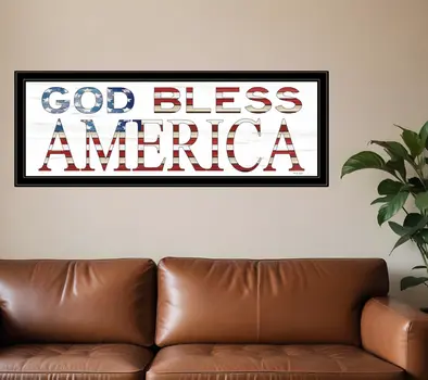 God Bless America 6 Black Framed Print Wall Art