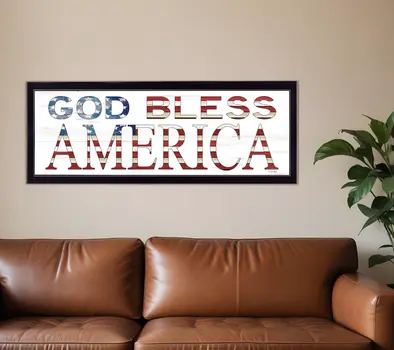 God Bless America 7 Black Framed Print Wall Art