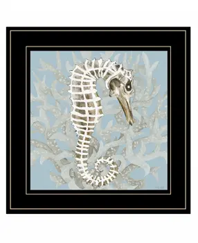 Coral Seahorse I 3 Black Framed Print Wall Art
