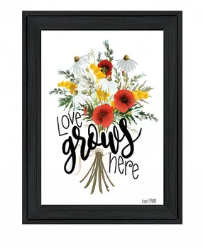 Love Grows Here 4 Black Framed Print Wall Art