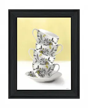 Time for Tea Yellow 2 Black Framed Print Wall Art