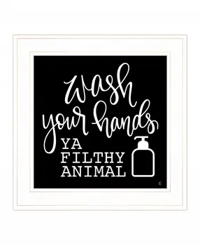 Wash Your Hands 1 White Framed Print Bathroom Wall Art