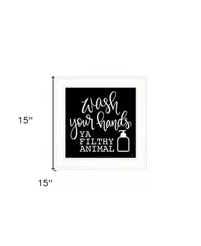Wash Your Hands 1 White Framed Print Bathroom Wall Art