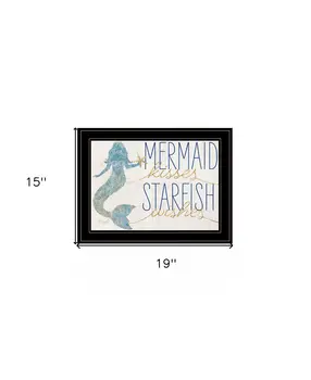 Mermaid Kisses Starfish Wishes 3 Black Framed Print Wall Art