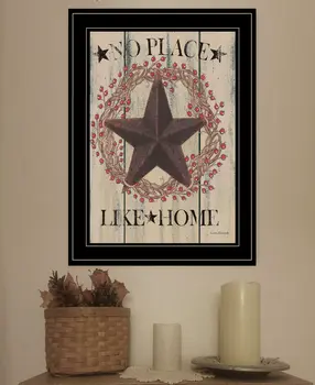 No Place Like Home Wreath 2 Black Framed Print Wall Art