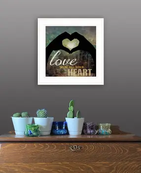 Love with all Your Heart 3 White Framed Print Wall Art