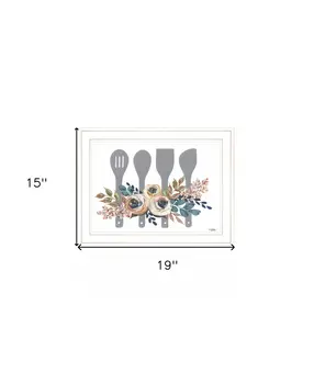 Fall Floral Baking Utensils 1 White Framed Print Kitchen Wall Art