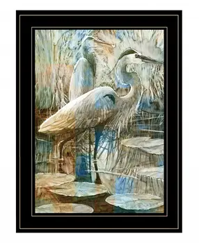 Marsh Herons I 2 Black Framed Print Wall Art