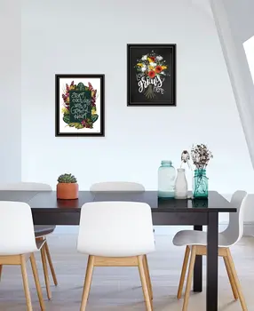 Set Of Two With Grateful Hearts Black Framed Print Wall Art