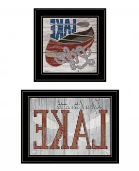 Set Of Two Lake Life is Better 2 Black Framed Print Wall Art