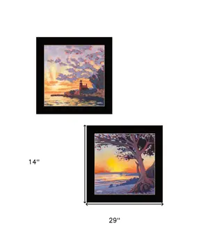 Set Of Two Carmel Beach and Lighthouse 4 Black Framed Print Wall Art
