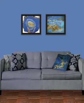 Set Of Two Perisse Cobalt 1 Black Framed Print Wall Art