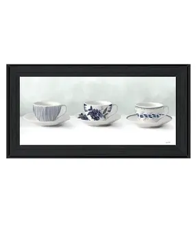 Cups and Saucers 2 Black Framed Print Wall Art