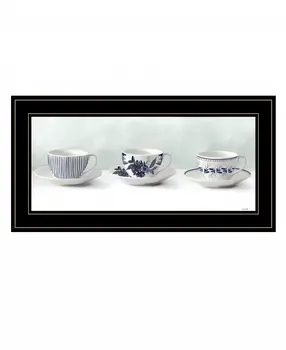 Cups and Saucers 3 Black Framed Print Wall Art
