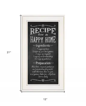 Recipe for a Happy Home 1 White Framed Print Wall Art