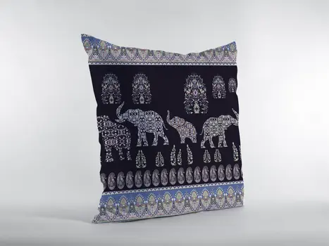 16” Purple Ornate Elephant Zippered Suede Throw Pillow