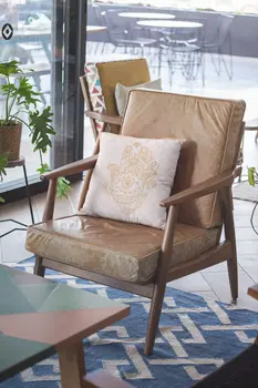 16” Gold White Hamsa Suede Zippered Throw Pillow