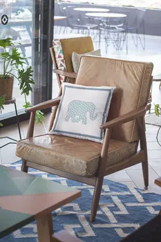 18” Blue White Elephant Zippered Suede Throw Pillow
