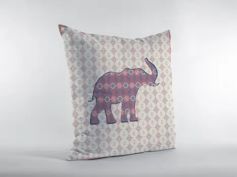 18" Magenta Elephant Zip Suede Throw Pillow
