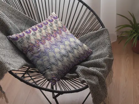 18” Magenta Cream Hatch Zippered Suede Throw Pillow