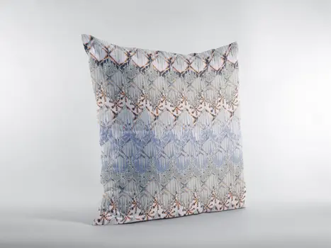 18” Orange Gray Hatch Zippered Suede Throw Pillow